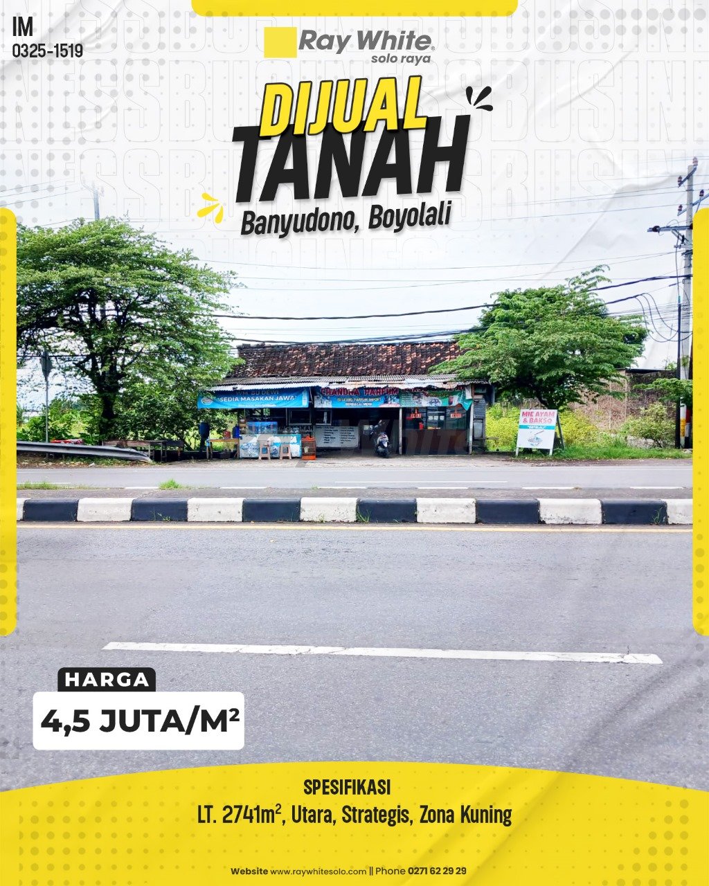 1519. Imam-Tanah jual jl. solo-semarang kuwiran banyudono boyolali. SHM 0509. HRg 4,5Jt per m2