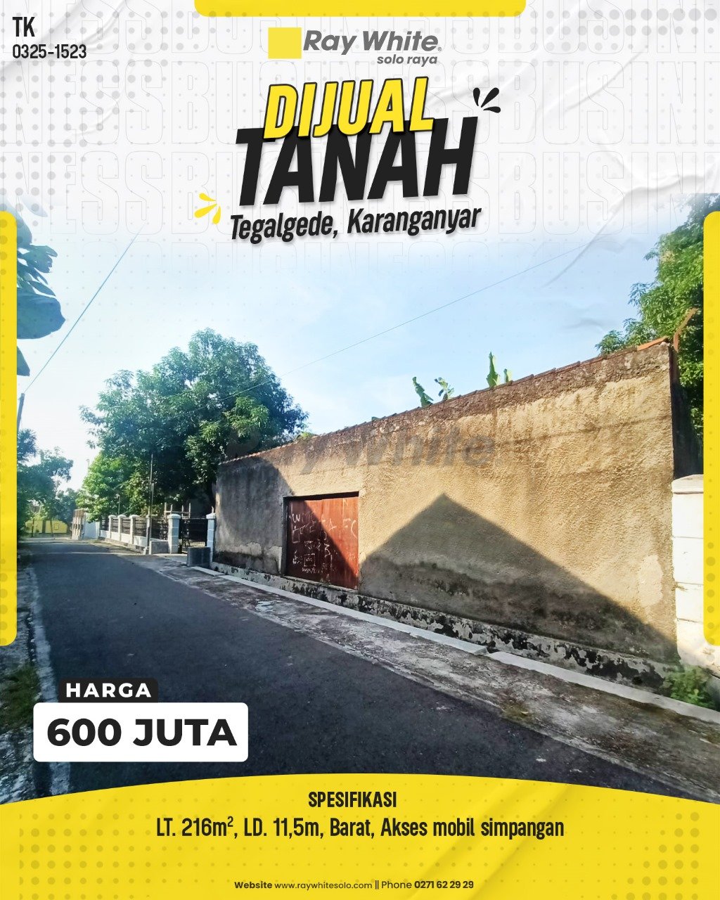 1523. Tatik-Tanah jual tegalgede karanganyar karanganyar. SHM 4423. HRg 600Jt
