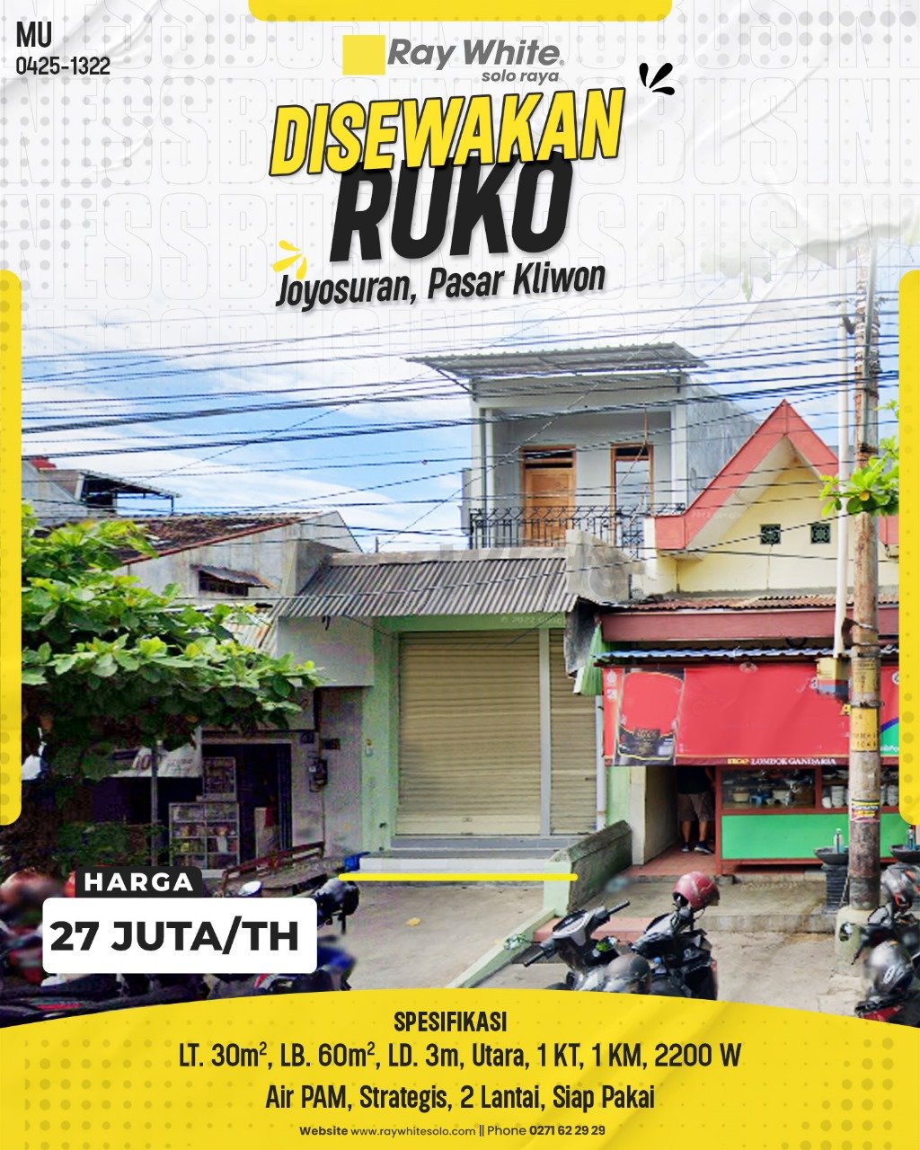 1323. Muhammad-Ruko Sewa Jl. Veteran Joyosuran Pasar Kliwon Surakarta. HRg 27 Juta per Th (pralisting)