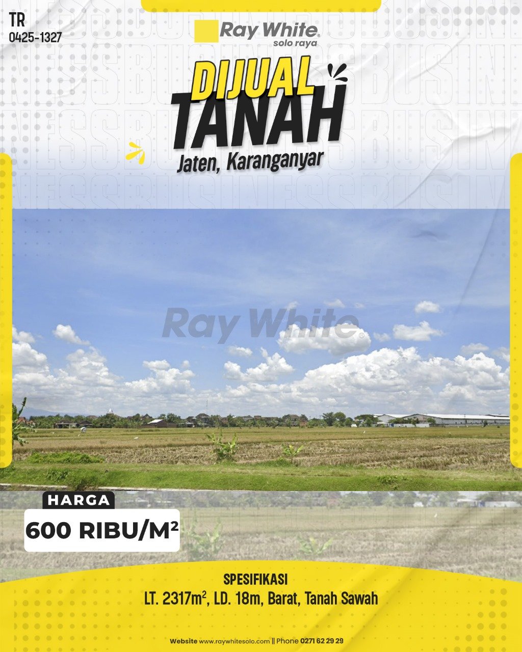 1328. Thara-Tanah Jual Jl. Letu Subiantoro Sambirejo Jetis Jaten Karanganyar. HRg 600 Ribu per m2(pralisting)