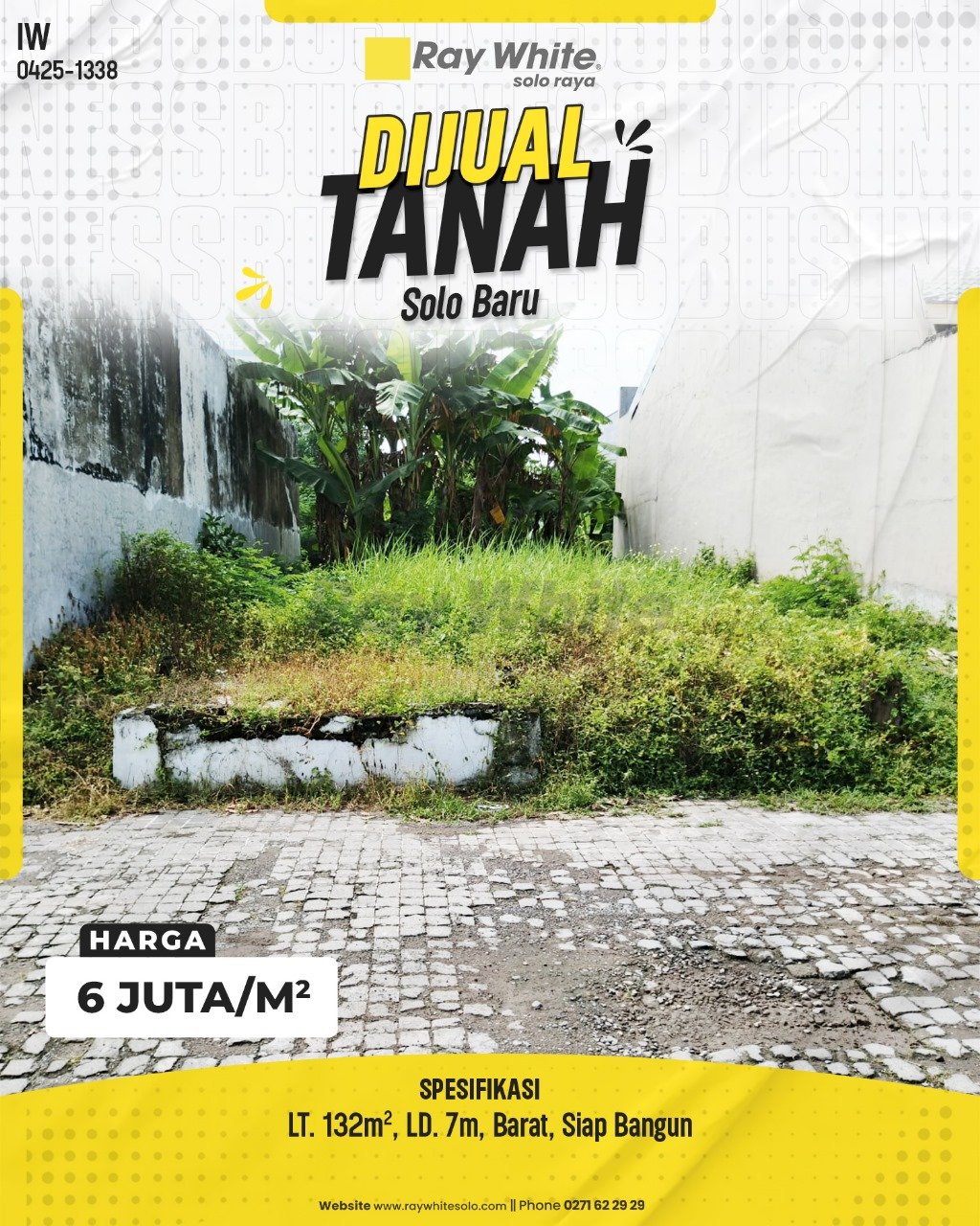 1338. Iwan-Tanah Jual Jl. Beruang 1 Solo Baru Grogol Sukoharjo. HRg 6 Juta per m2(pralisting)