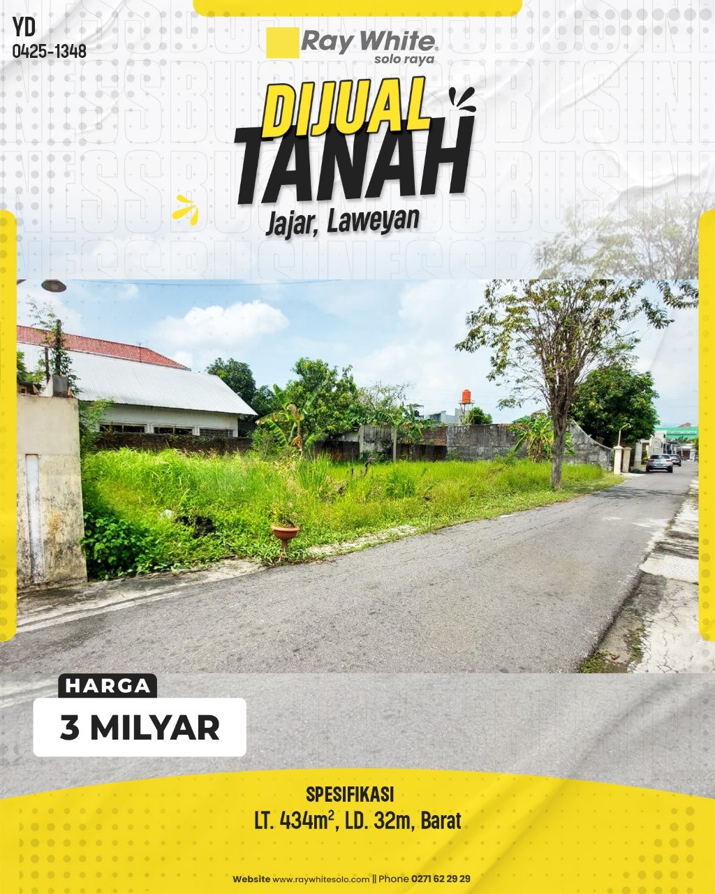 1348. Yudi-Tanah Jual Jl. Mangga Jajar Laweyan Surakarta. HRg 3 Milyar(pralisting)