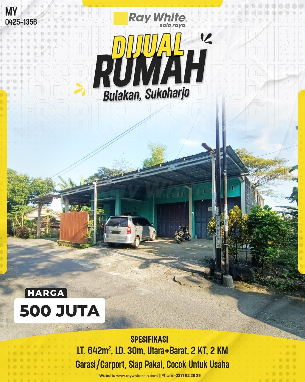 1356. Myra-Rumah Jual Bulakan Sukoharjo Sukoharjo. HRg 500 Juta (pralisting)