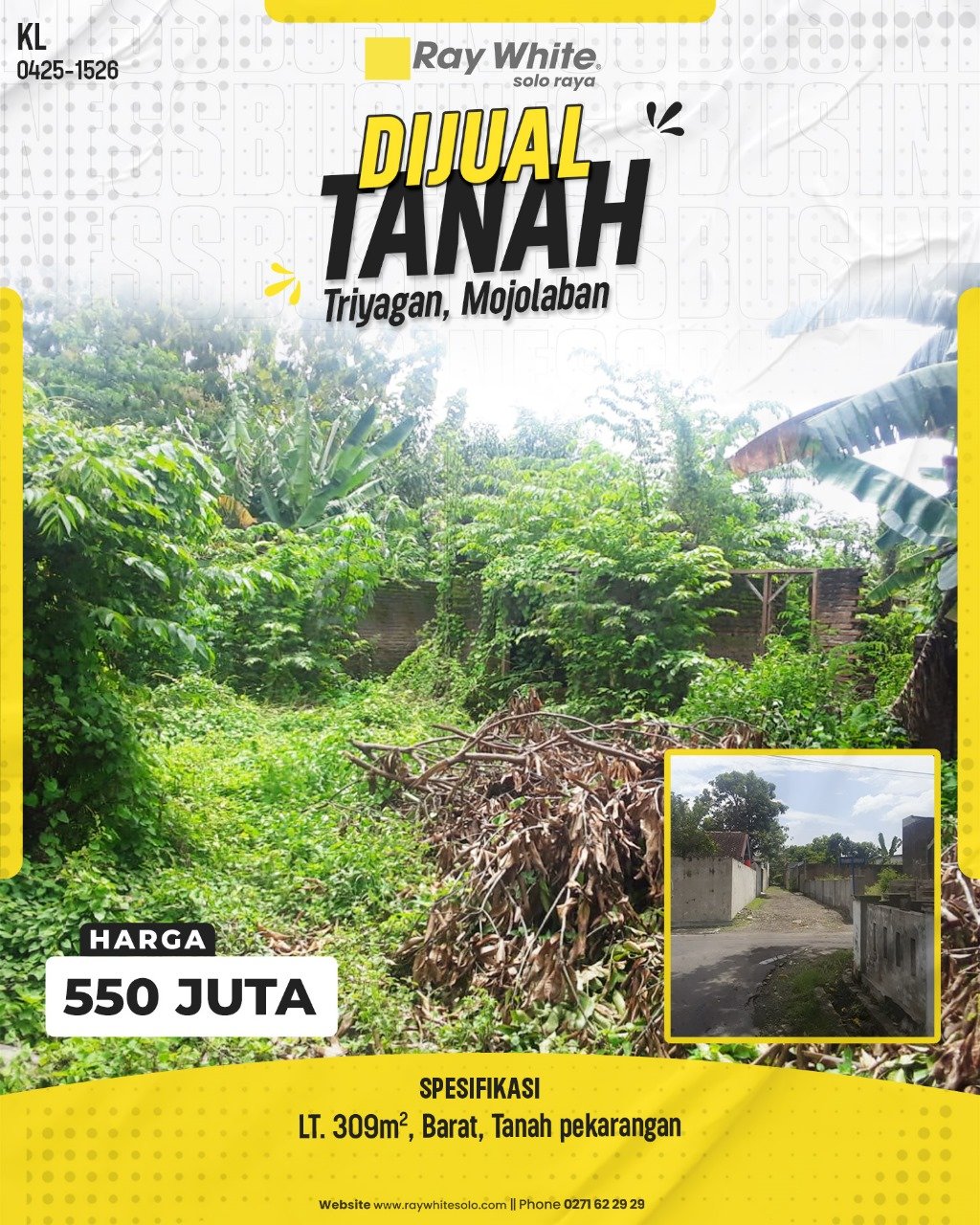 1526. Kurniadi-tanah jual triyagan mojolaban sukoharjo. SHM 1249. HRg 550Jt