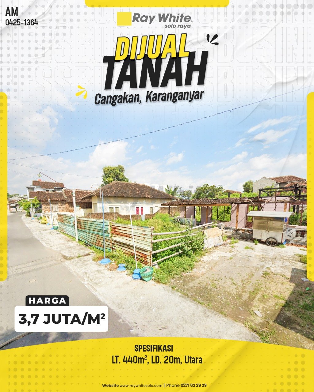 1364. Amrih-Tanah Jual Cangakan Karanganyar. HRg 3,7 Juta per m2(pralisting)
