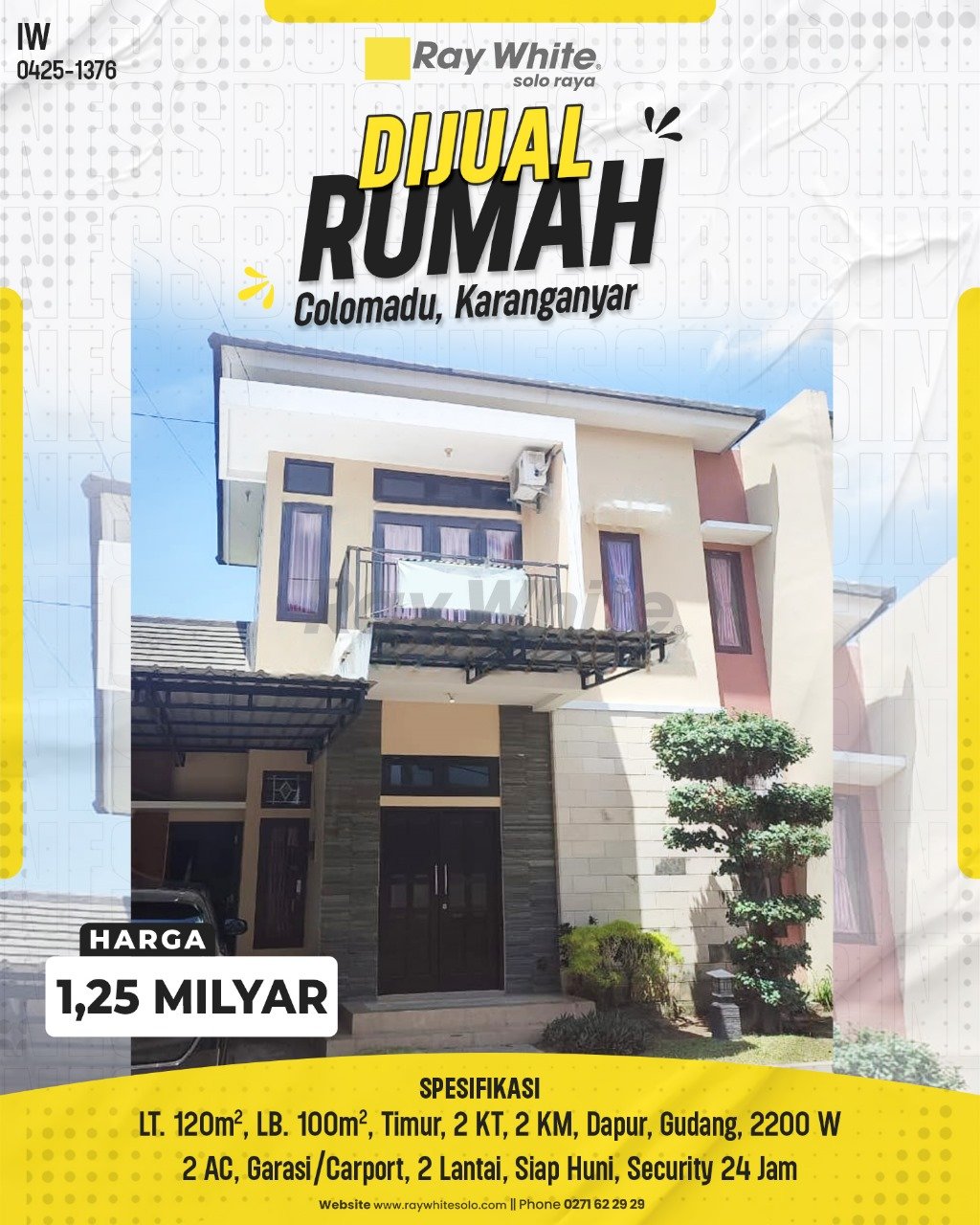 1376. Iwan -Rumah Jual Colomadu Karanganyar. HRg 1,250 Milyar(pralisting)
