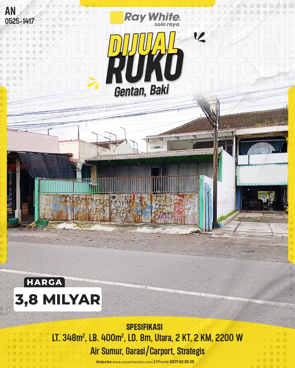 1417. Anton-Ruko Jual Jl. Mangesti Raya Gentan Baki, Sukoharjo. HRg 3,8 Milyar(pralisting)
