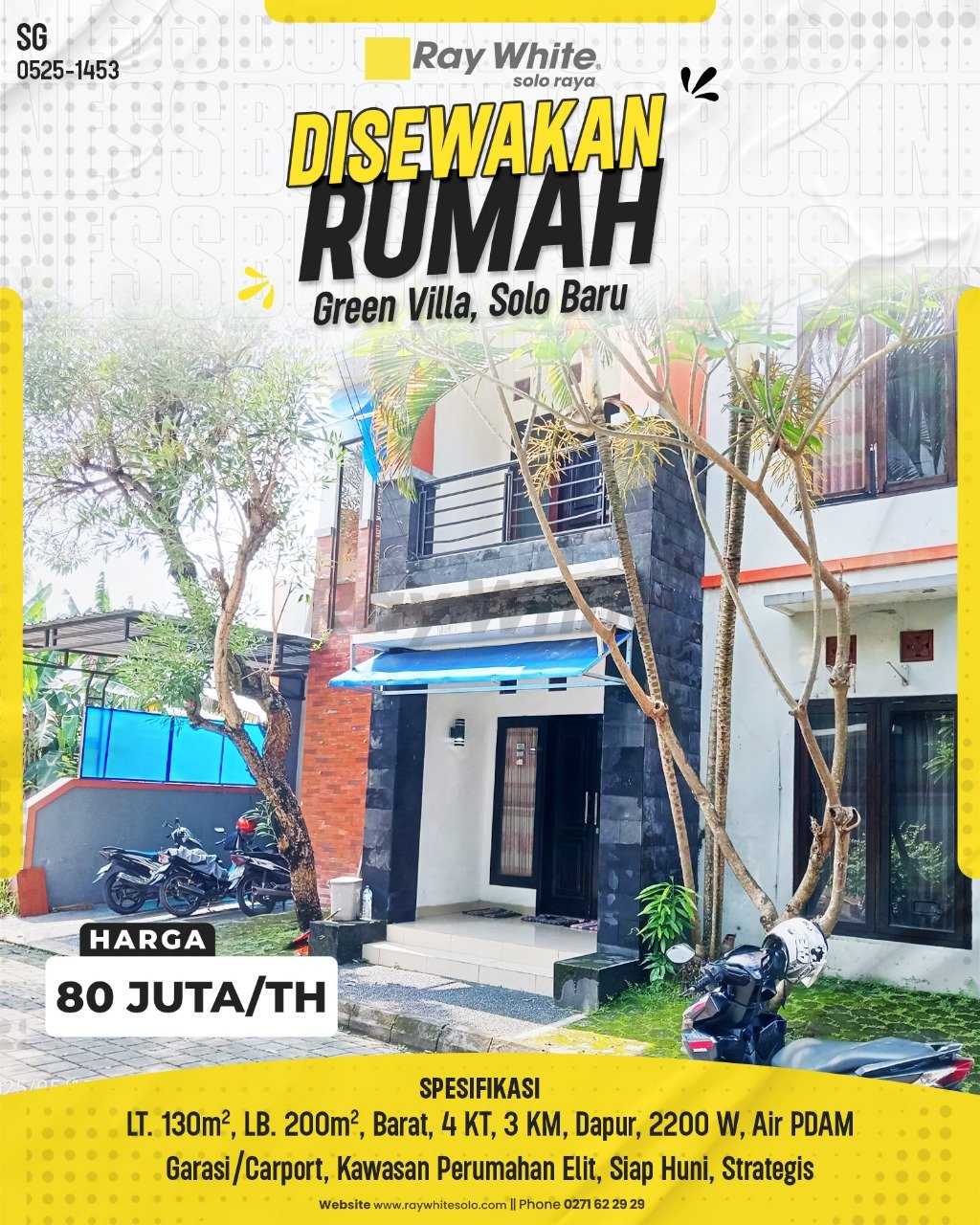 1453. Sugiman-Rumah Sewa Perumahan Green Villa Solo Baru Grogol Sukoharjo. HRg 80 Juta per Th(pralisting)