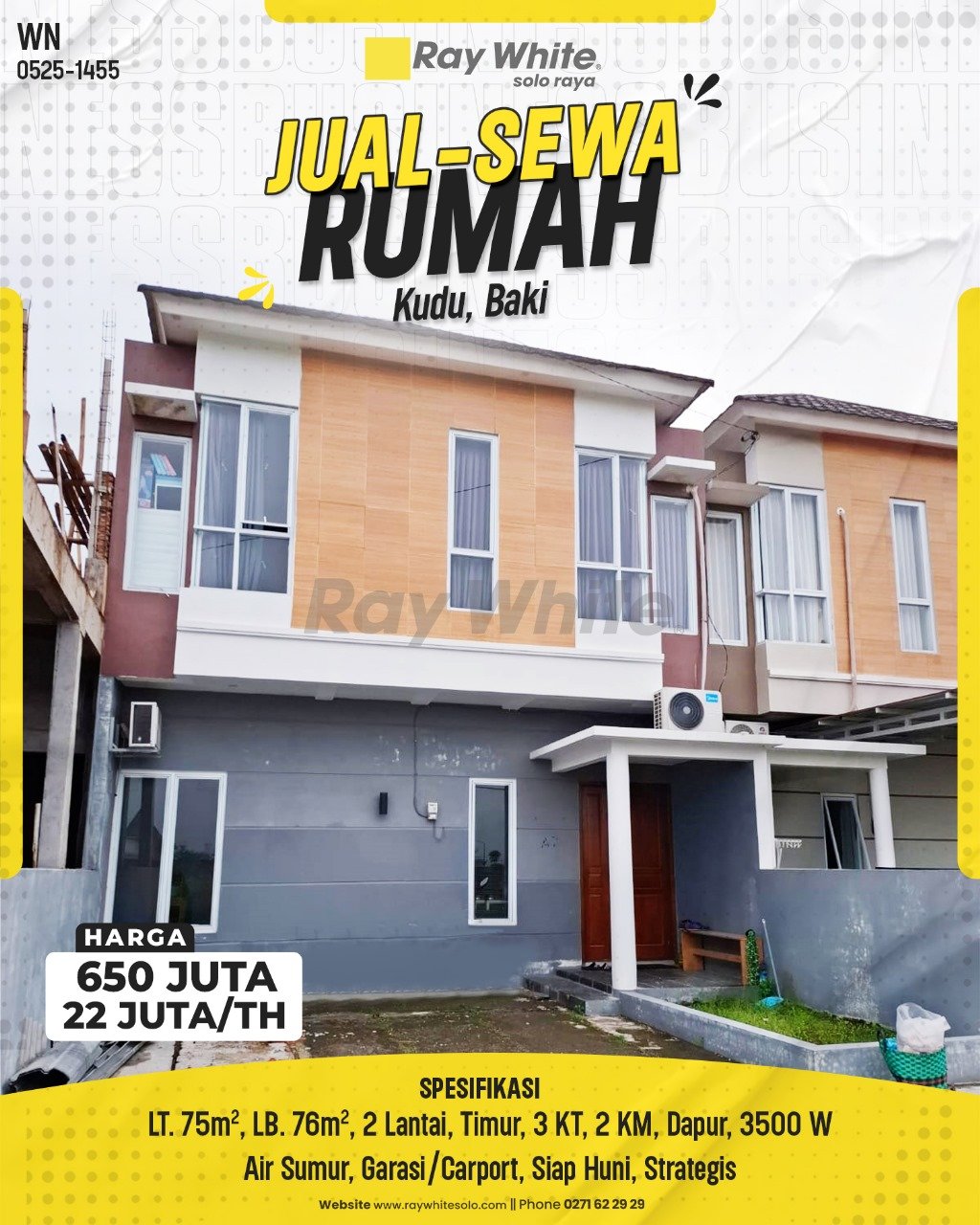 1455. Wina-Rumah Jual Sewa Naira Residence kudu baki Sukoharjo . HRg 650 Juta; 22 Juta per Th(pralisting)