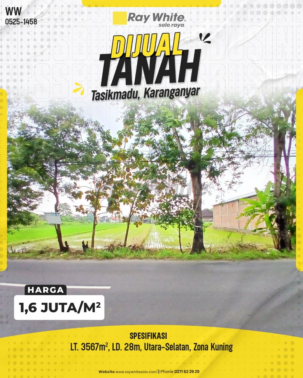 1458. Winny-Tanah Jual Jl. Mojo Tasikmadu Karanganyar. HRg 1,6 Juta per m2(pralisting)