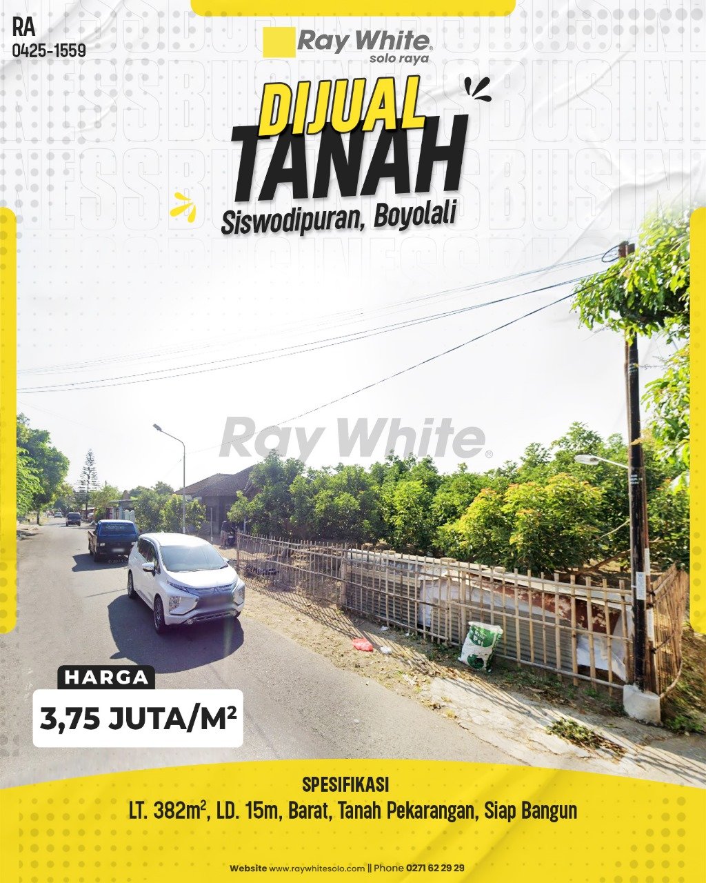 1559. Retno-Tanah Jual NgestiharjoSiswodipuran Boyolali Boyolali.SHM 4619. HRg 3,75 Juta per m2