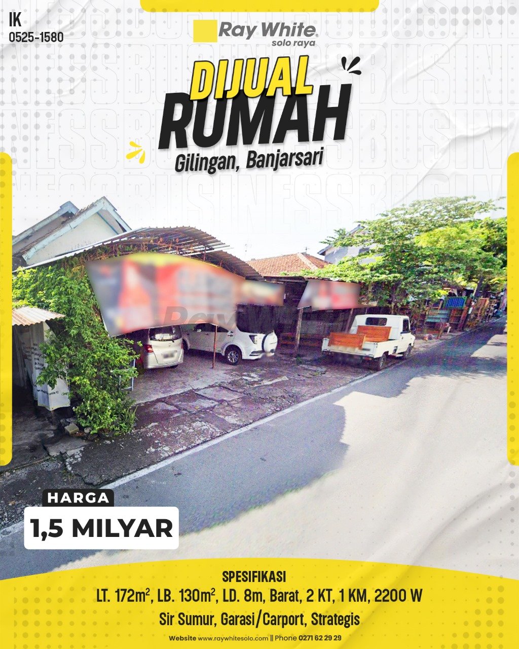 1580. Ika-Rumah Jual Jl. Walanda Maramis Gilingan Banjarsari Surakarta. SHM 3528. HRg 1,5 Milyar