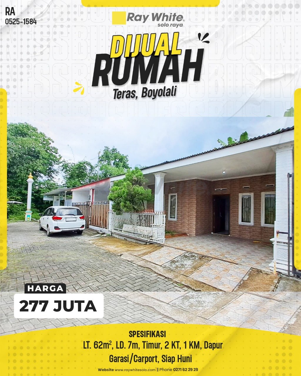 1584. Retno-Rumah Jual Griya Asri Teras Boyolali.SHM 4737. HRg 277 Juta