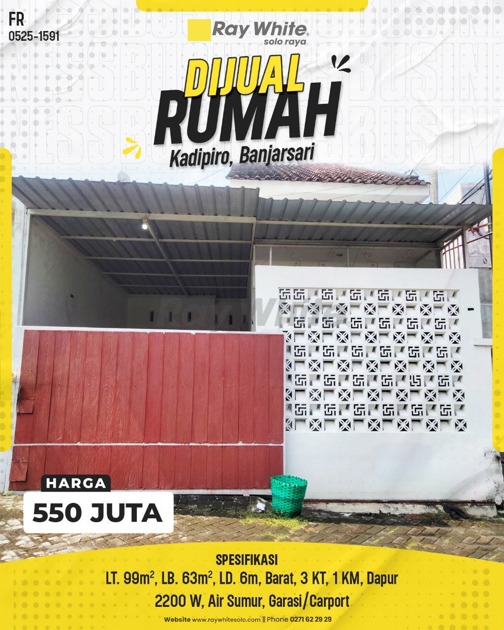 1591. Fredy-Rumah Jual Kadipiro Banjarsari Surakarta. SHM 22672. HRg 550 Juta