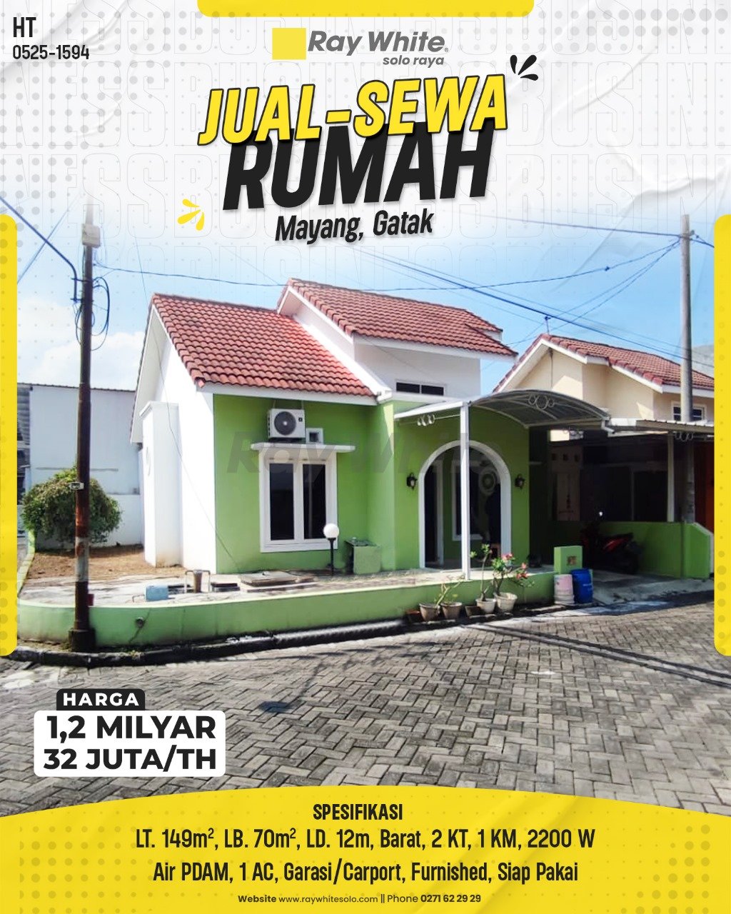1594. Hartono-Rumah Jual Sewa Peny Regency Jl. Mangesti Mayang Gatak Sukoharjo. SHM 3692. HRg 1,2 Milyar; 32 Juta per Th