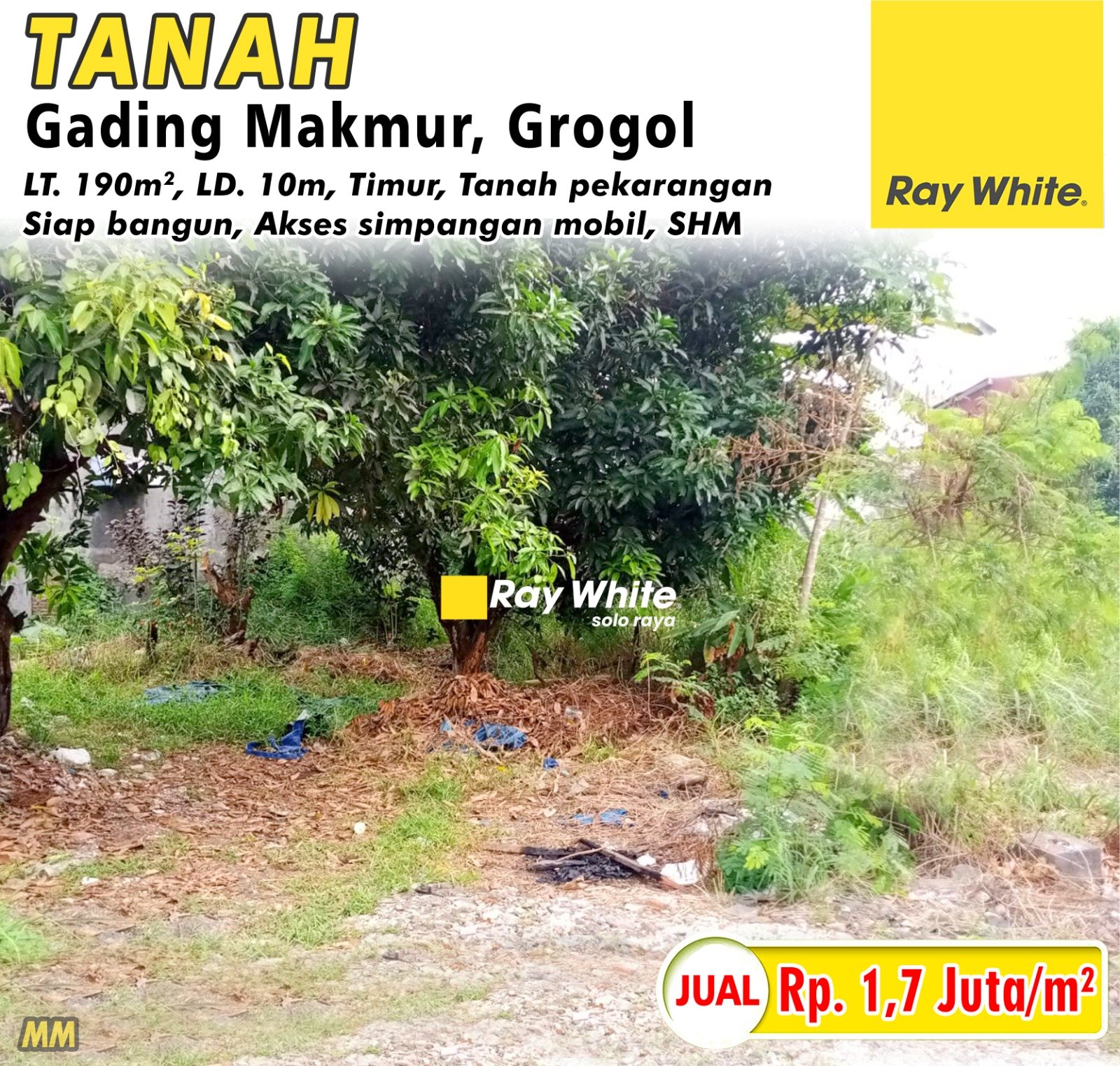 Meme-Tanah jual gading makmur grogol sukoharjo. Hrg 1,7Jt per m2 (pra listing)