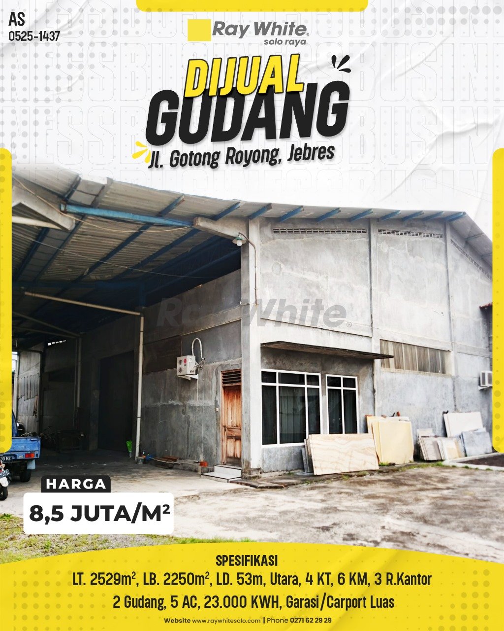 1437. Anas-Gudang Jual Jl. Gotong Royong Sewu Jebres Surakarta. HRg 8,5 Jt per m2(pralisting)
