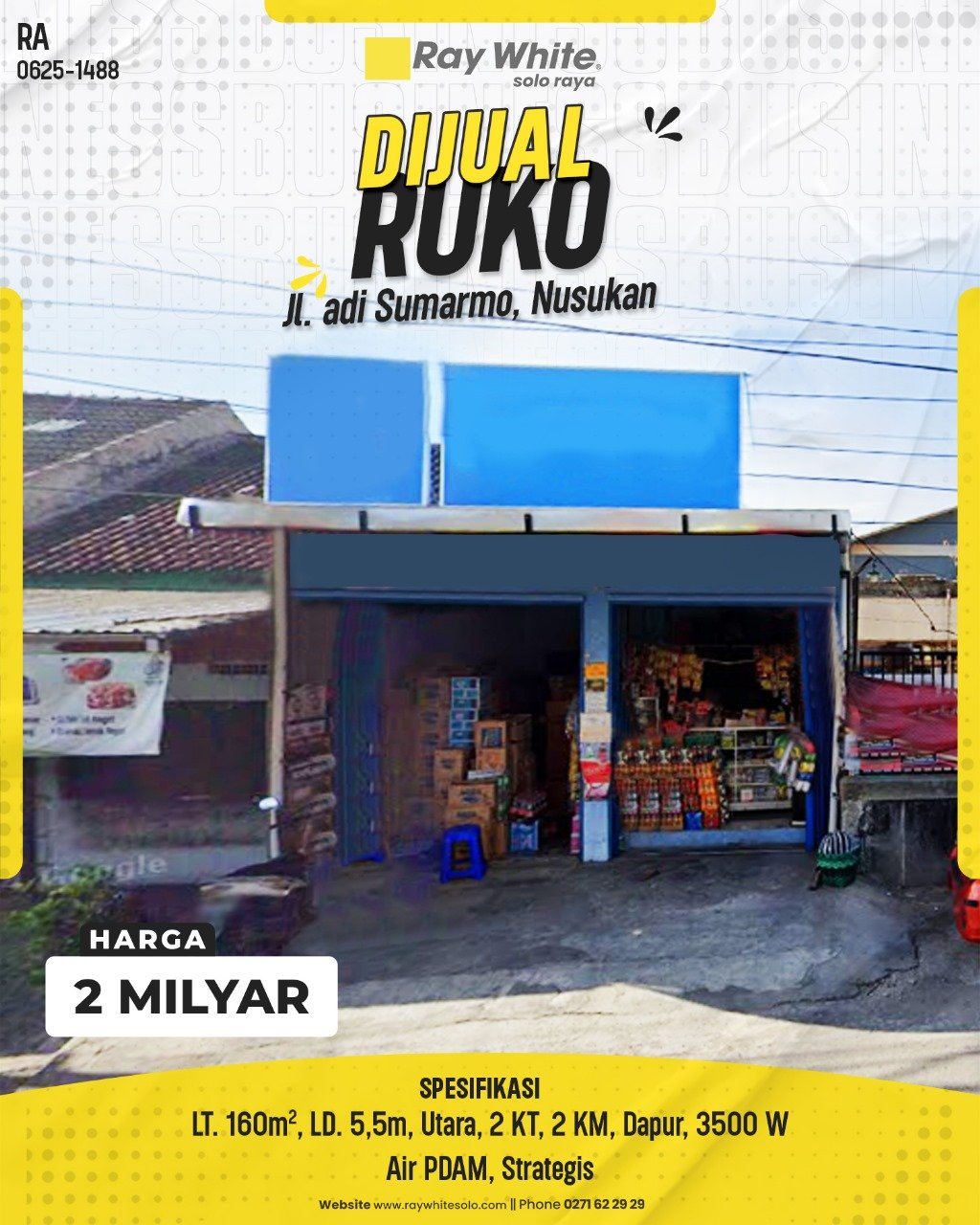 1488. Retno-Ruko Jual Jl. Adi Sumarmo Nusukan Banjarsari Surakarta. HRg 2 Milyar(pralisting)