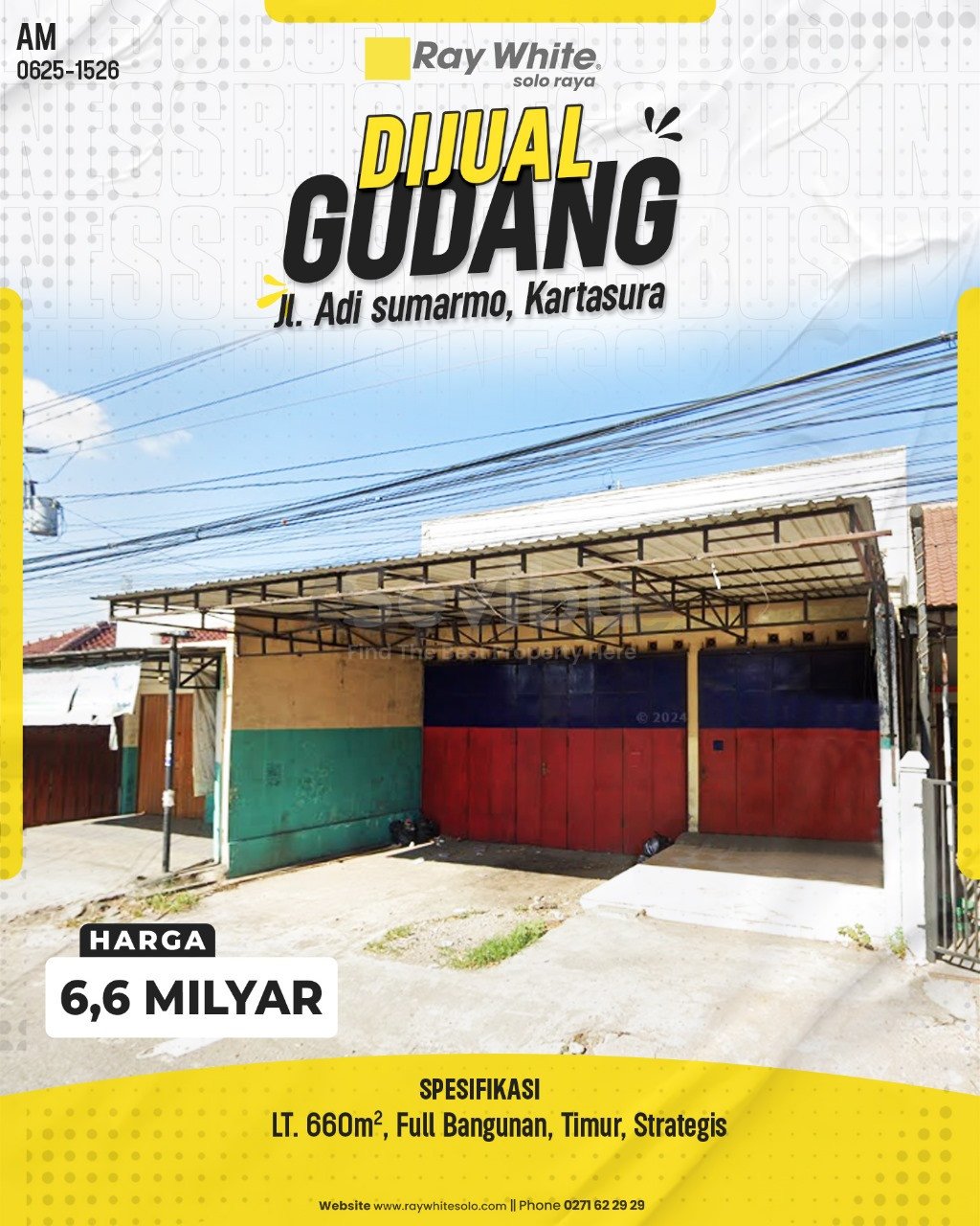 1526. Amrih-Gudang Jual Jl. Adi sumarmo Ngabeyan Kartasura Sukoharjo. HRg 6,6 Milyar(pralisting)