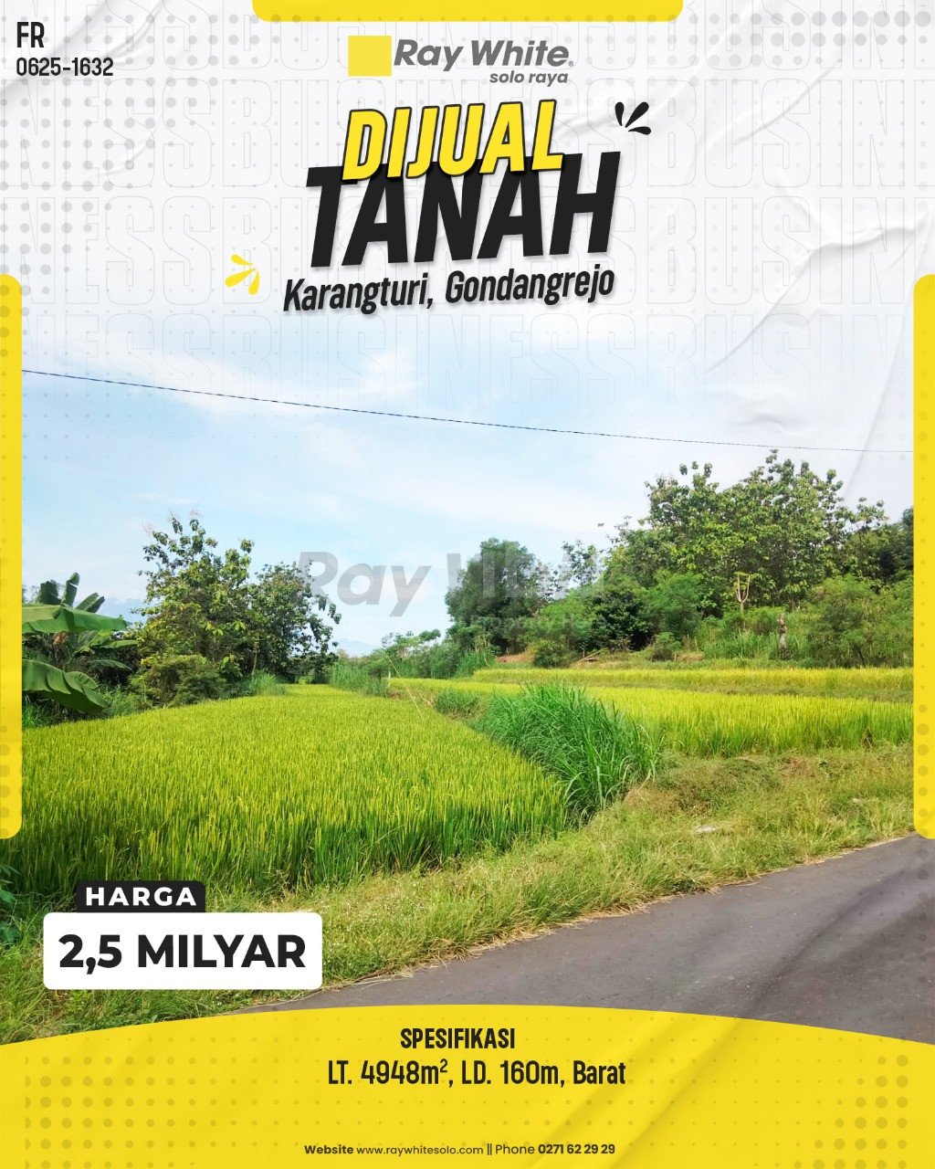 1632. Fredy -Tanah Jual Karangturi Gondangrejo Karanganyar. SHM 0006. HRg 2,5 Milyar