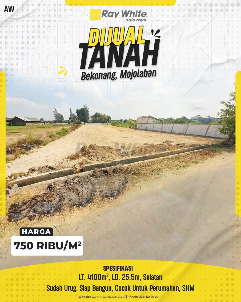 Awan-Tanah jual bekonang mojolaban sukoharjo. HRg 750rb per m2 (non listing)