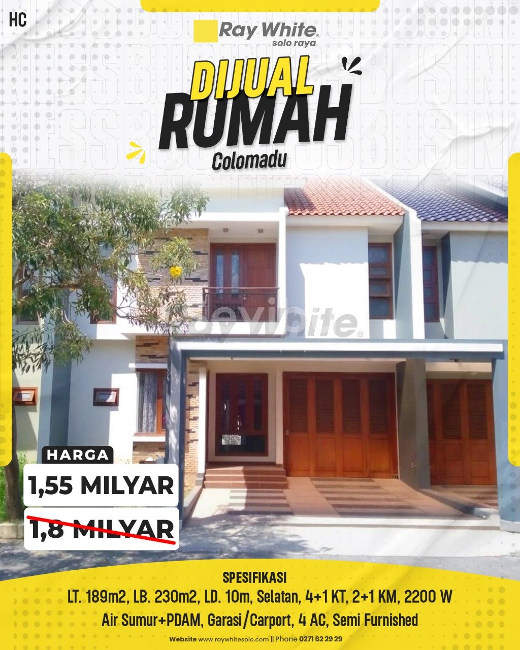 Hari CS-Rumah jual grand permata colomadu karanganyar. HRg 2,2M turun jd 1,55M