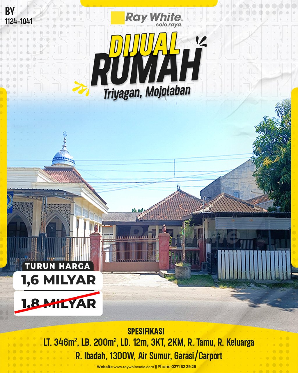 1041. Bayu-Rumah jual triyagan mojolaban sukoharjo. HRg 1,8M turun jd 1,6M (pra listing)