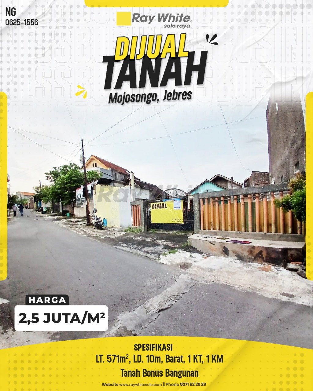 1556. Nanang-Tanah Jual Jl. Lawu Timur Mojosongo Jebres Surakarta. HRg 2,5 Juta per m2(pralisting)