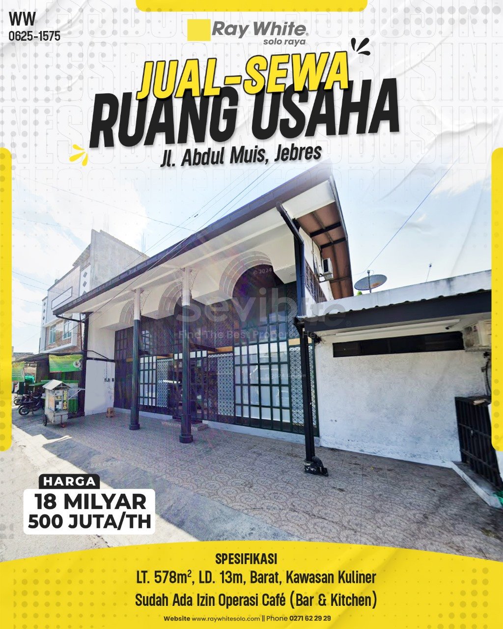 1575. Winny-Ruang usaha Jual Sewa Jl. Abdul Muis Kepatihan Kulon Jebres Surakarta. HRg 18 Milyar; 500 Juta per Th(pralisting)