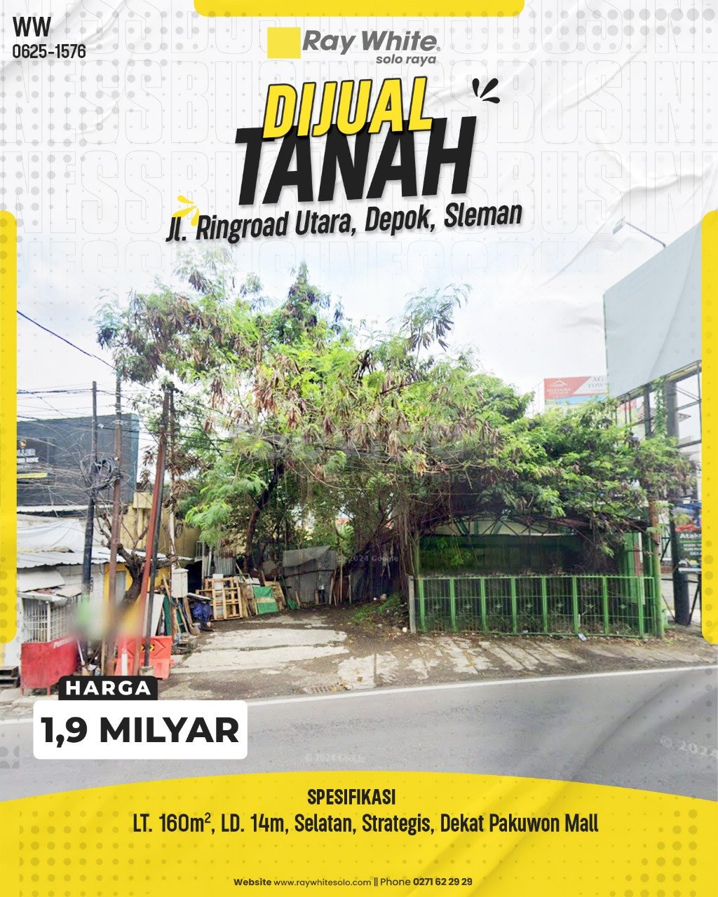 1576. Winny-Tanah Jual Jl. Ringroad Utara Kp. Kaliwaru Condong Catur Depok Sleman. HRg 1,9 Milyar(pralisting)
