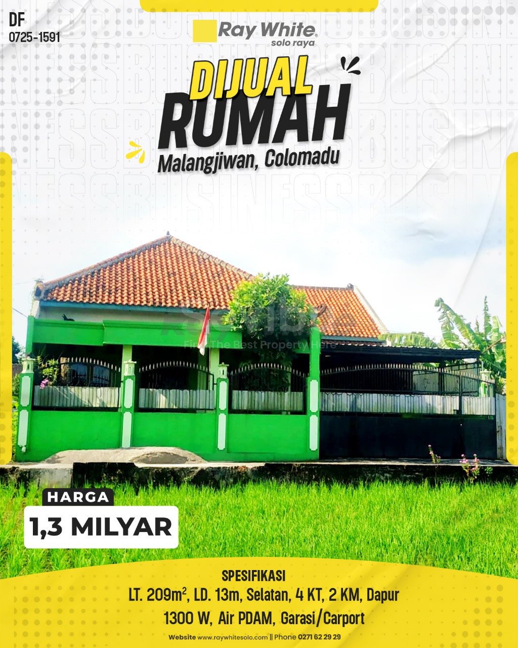 1591. Defri-Rumah Jual Malangjiwan Colomadu Karanganyar. HRg 1,3 Milyar(pralisting)