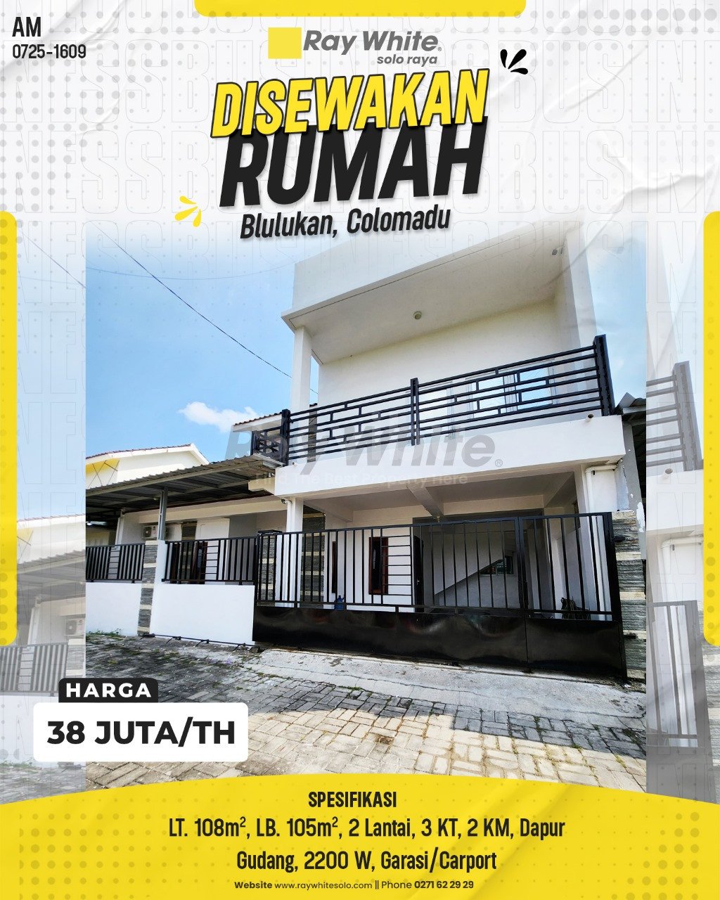 1609. Amrih-Rumah Sewa Perumahan Mutiara Garden Blulukan Colomadu Karanganyar. HRg 38 Juta per Th(pralisting)