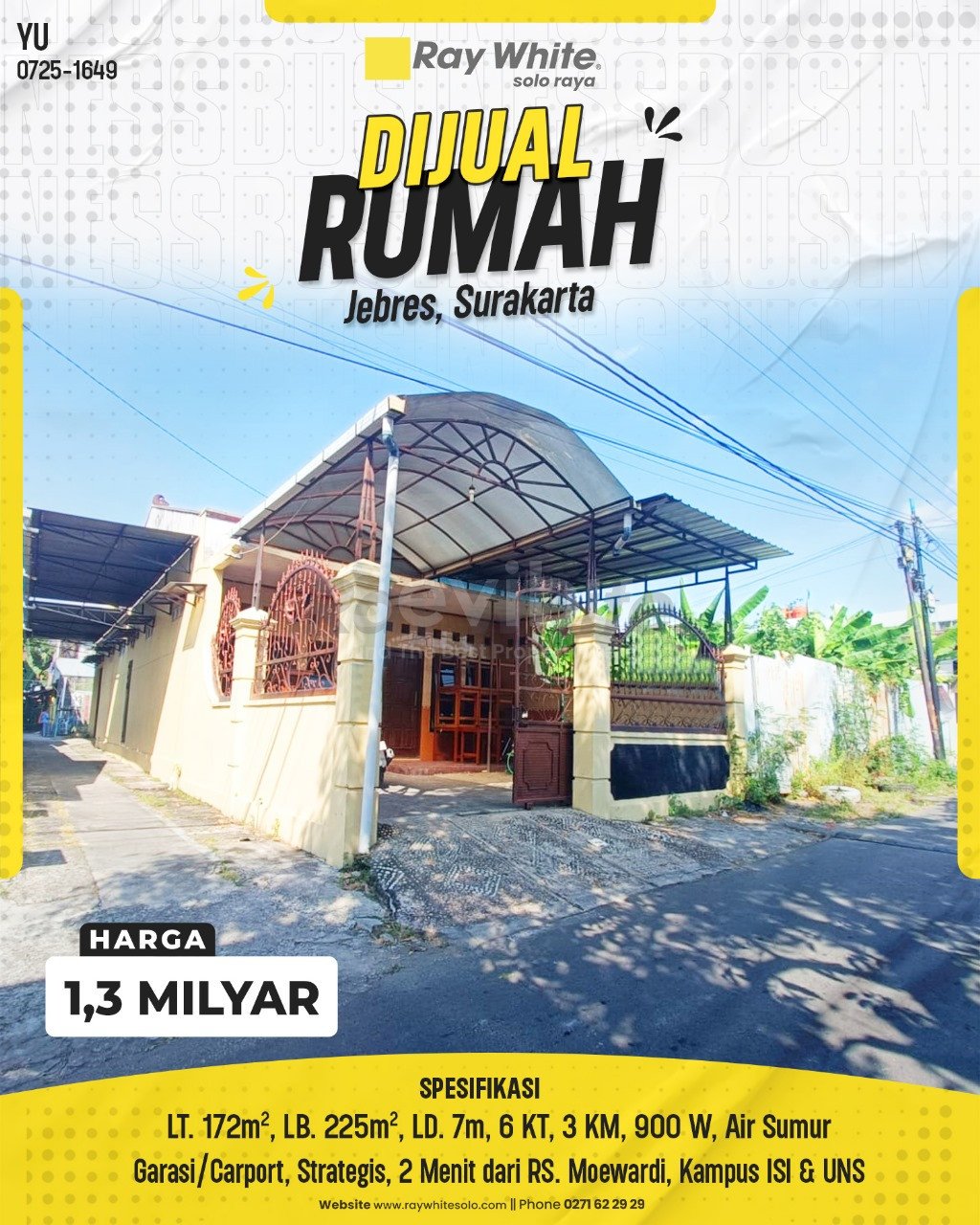 1649. Yuniar-Rumah Jual Jl. Kepuh Jebres Jebres Surakarta. HRg 1,3 Milyar(pralisting)