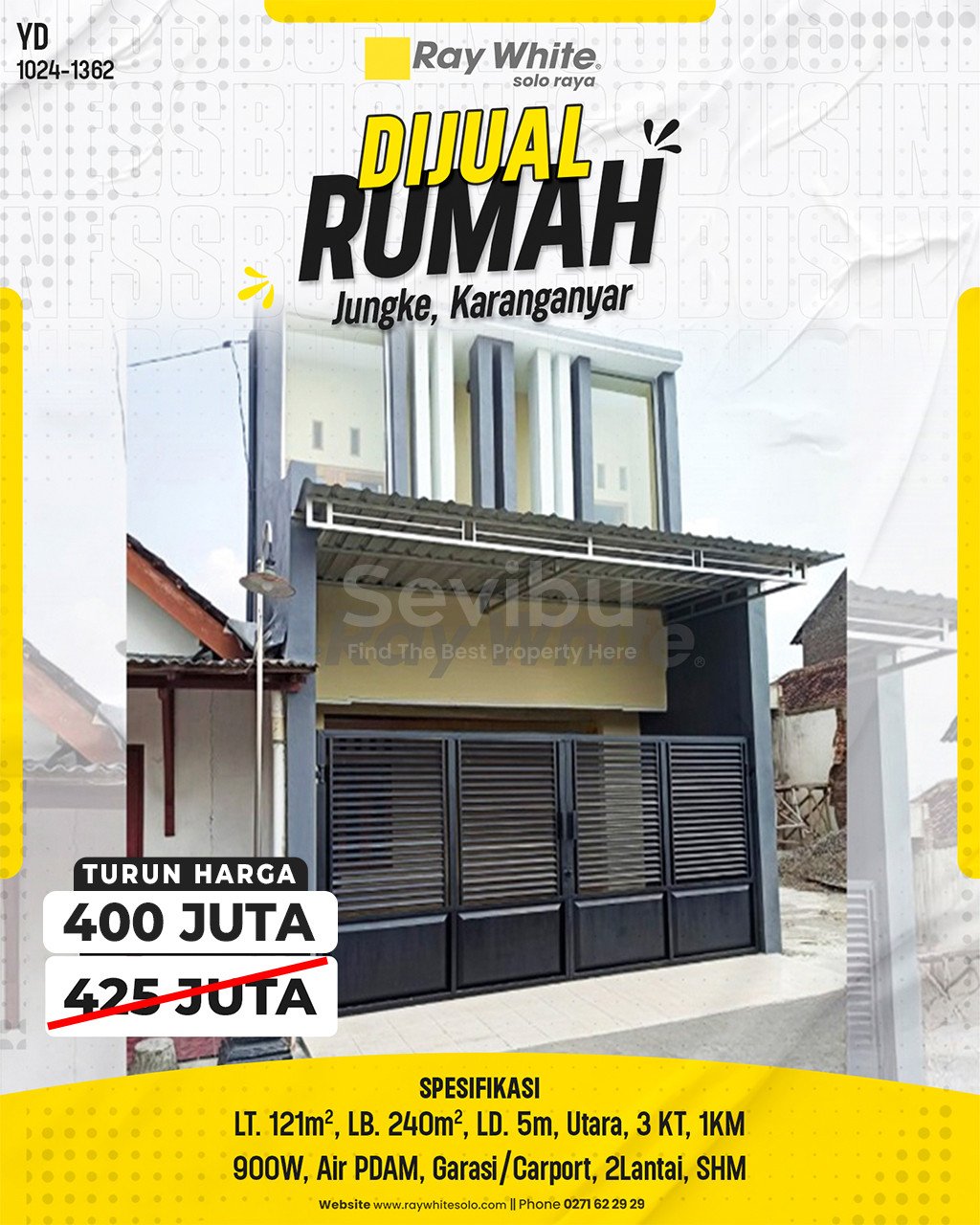 1362. Yudi-Rumah jual jungke karanganyar karanganyar. SHM 2614. Hrg 425Jt turun jd 400Jt