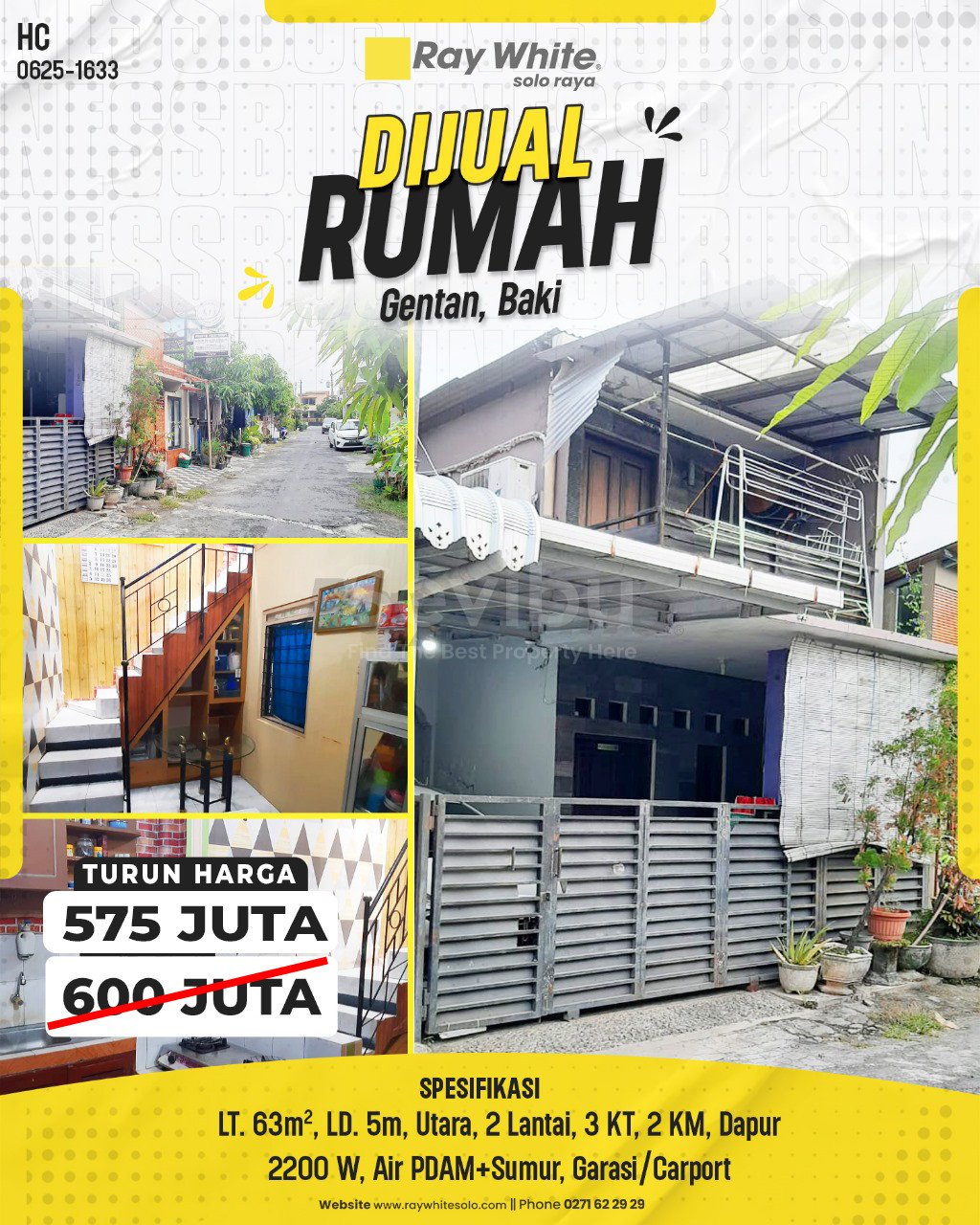 1633. Hari Cs-Rumah Jual Jl. Dewa Ruci Gentan Baki sukoharjo. HGB 622. HRg 600 Juta turun jd 575Jt