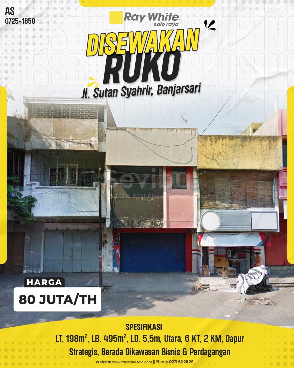 1650. Anas-Ruko Sewa Jl. Sutan Syahrir Setabelan Banjarsari Surakarta. HRg 80 Juta per Th(pralisting)