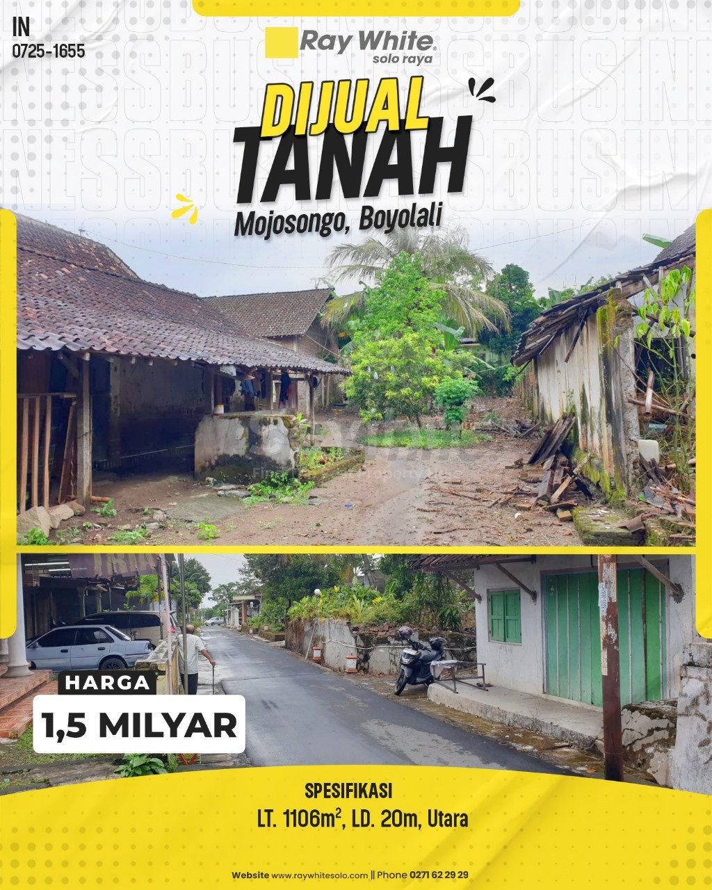 1655. Endang-Tanah Jual Mojosongo Boyolali. HRg 1,5 Milyar(pralisting)