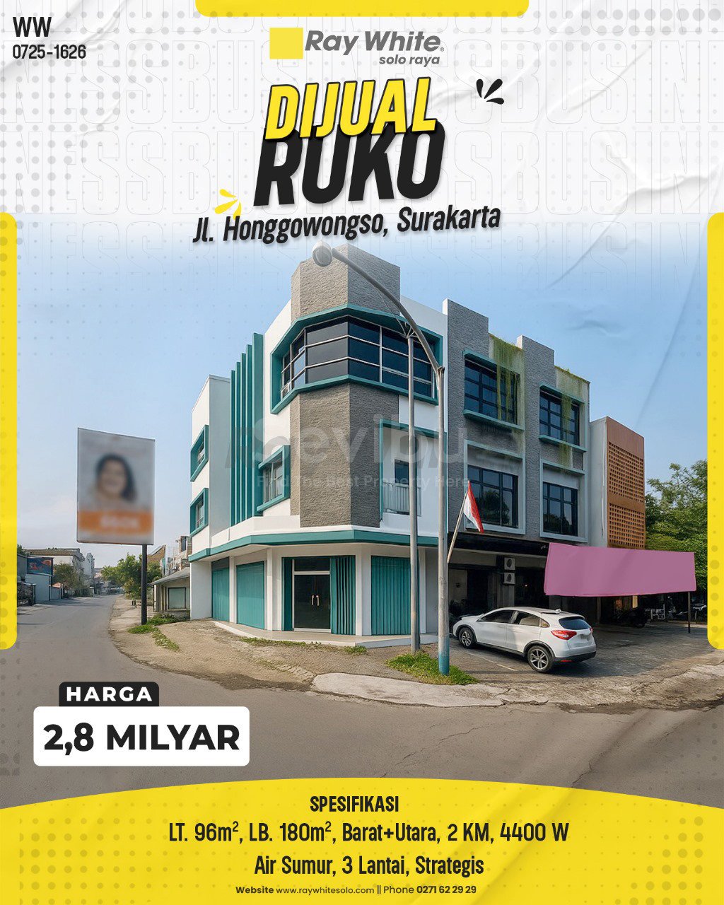 1626. Winny-Ruko Jual Jl. Honggowongso Kratonan Serengan Surakarta. HRg 2,6 Milyar(pralisting)