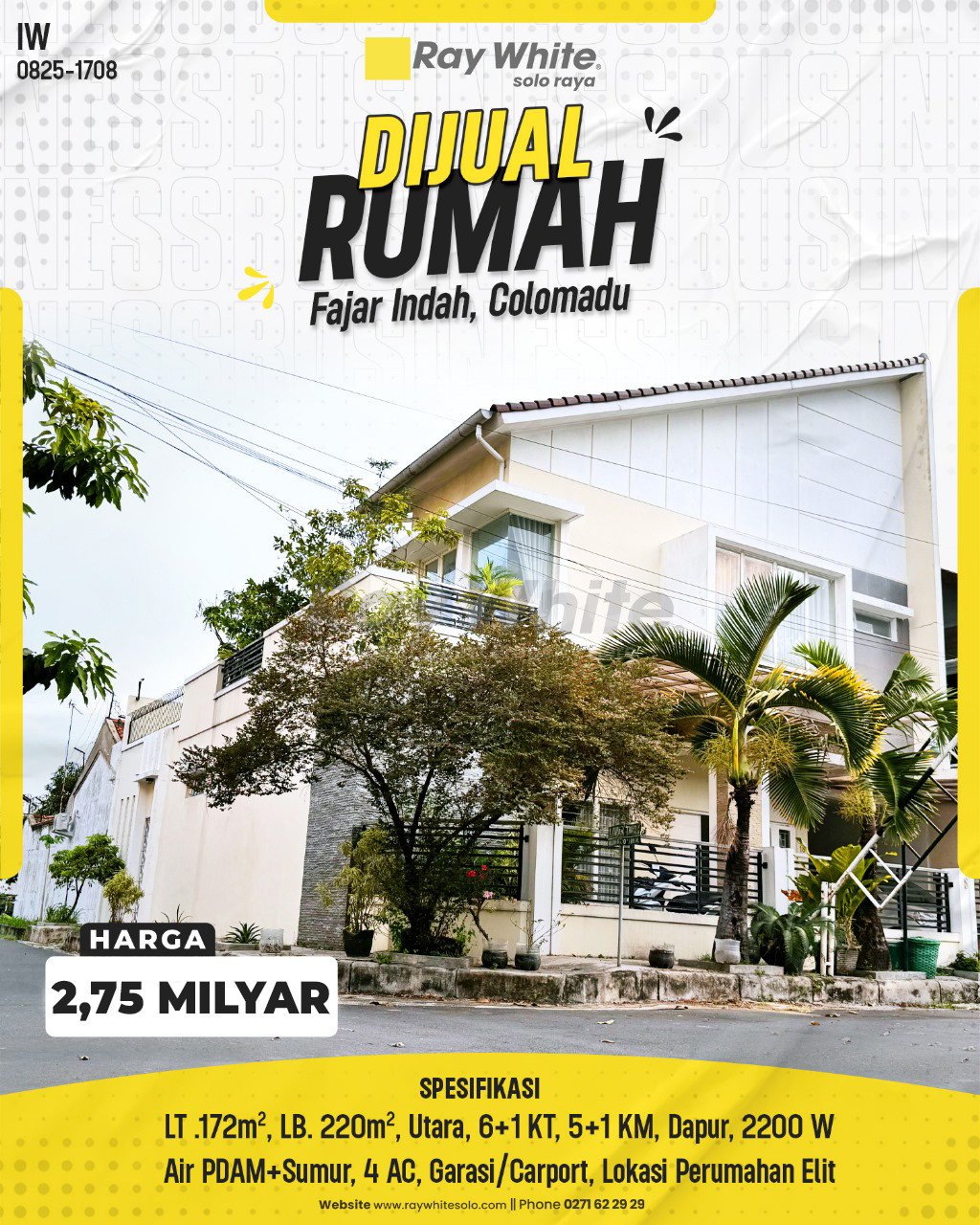 1708. Iwan-Rumah Jual Jl. Mawar Timur Fajar Indah Baturan Colomadu Karanganyar. SHM 3502. HRg 2,75 Milyar