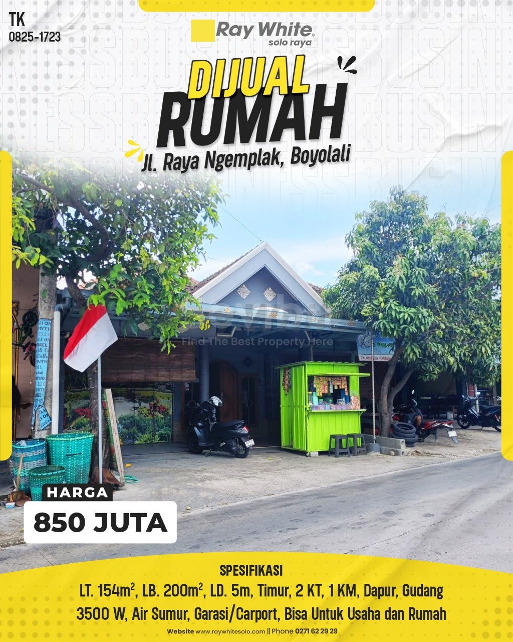 1723. Tatik-Rumah Jual Jl. Raya Ngemplak Manggung Ngemplak Boyolali. SHM 5261. HRg 850 Juta