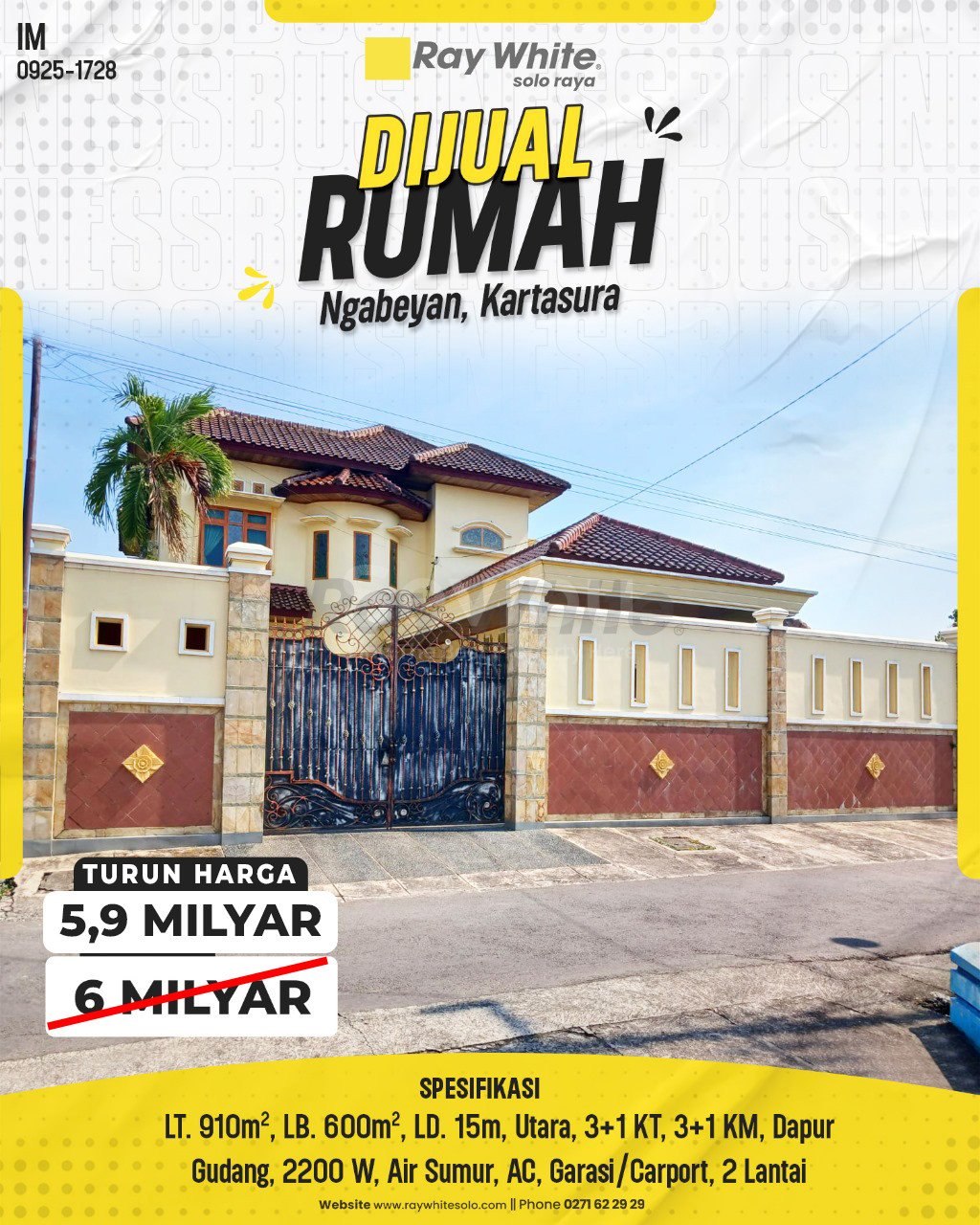 1728. Imam-Rumah Jual Jl. Mega Permai Ngabeyan Kartasura Sukoharjo. SHM 1172. HRg 6 Milyar turun jd 5,9M