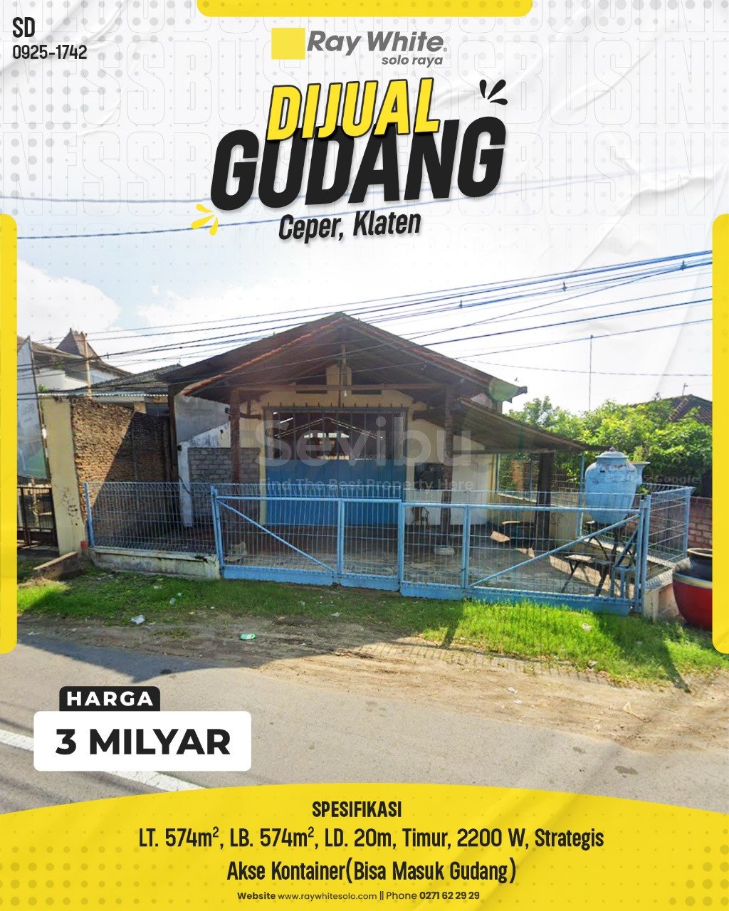 1742. Sahid-Gudang Jual Meger Ceper Klaten. SHM 0557. HRg 3 Milyar