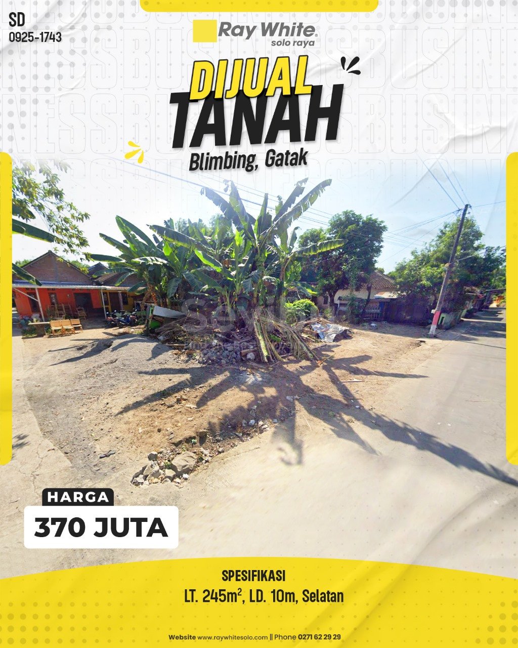 1743. SAhid-Tanah Jual Bedodo Blimbing Gatak Sukoharjo. SHM 592. HRg 370 Juta