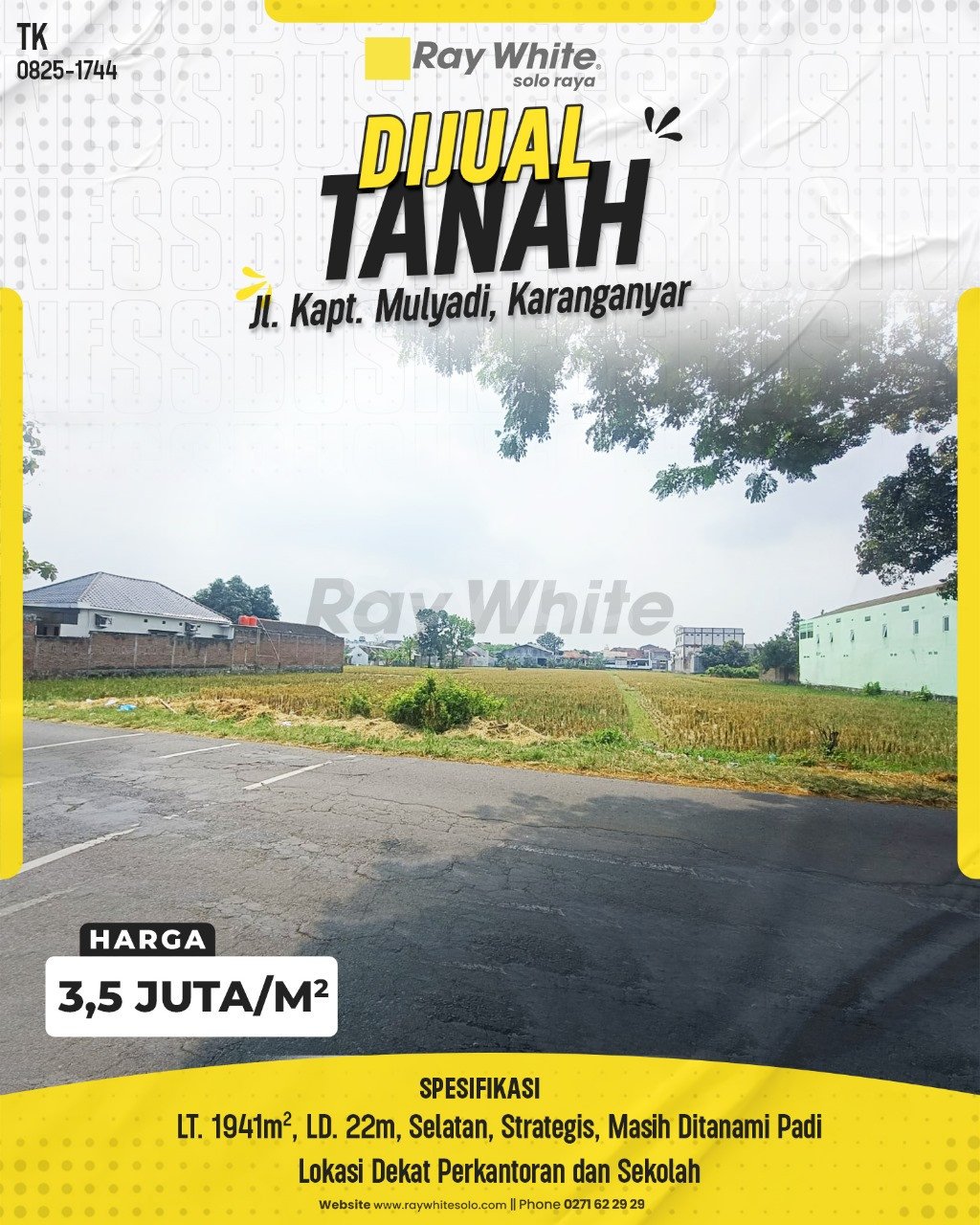 1744. Tatik-Tanah Jual Jl. Kapt. Mulyadi-Karanganyar Cangakan Karanganyar. HRg 3,5 Juta per m2(pralisting)