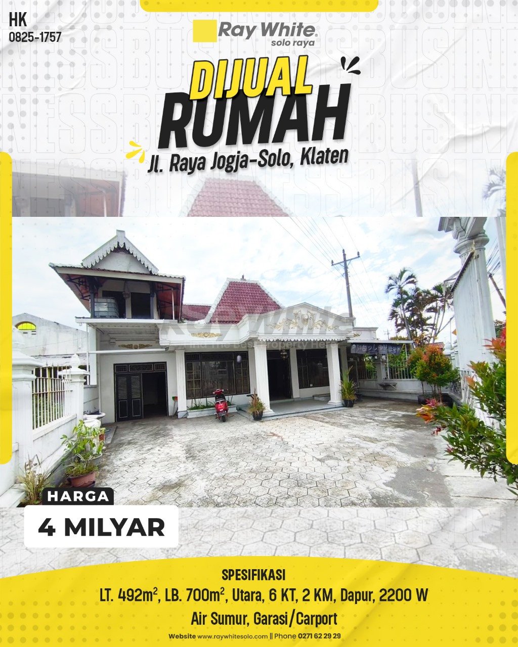 1757. Hok-Rumah Jual Jl. Raya Jogja-Solo KM28 Jambukulon Ceper Klaten. HRg 4 Milyar(pralisting)