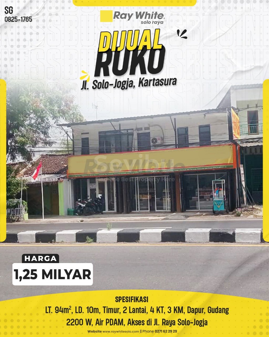 1765. Sugiman-Ruko Jual Jl. Solo-Jogja Kartasura Kartasura Sukoharjo. HRg 1,25 Milyar(pralisting)
