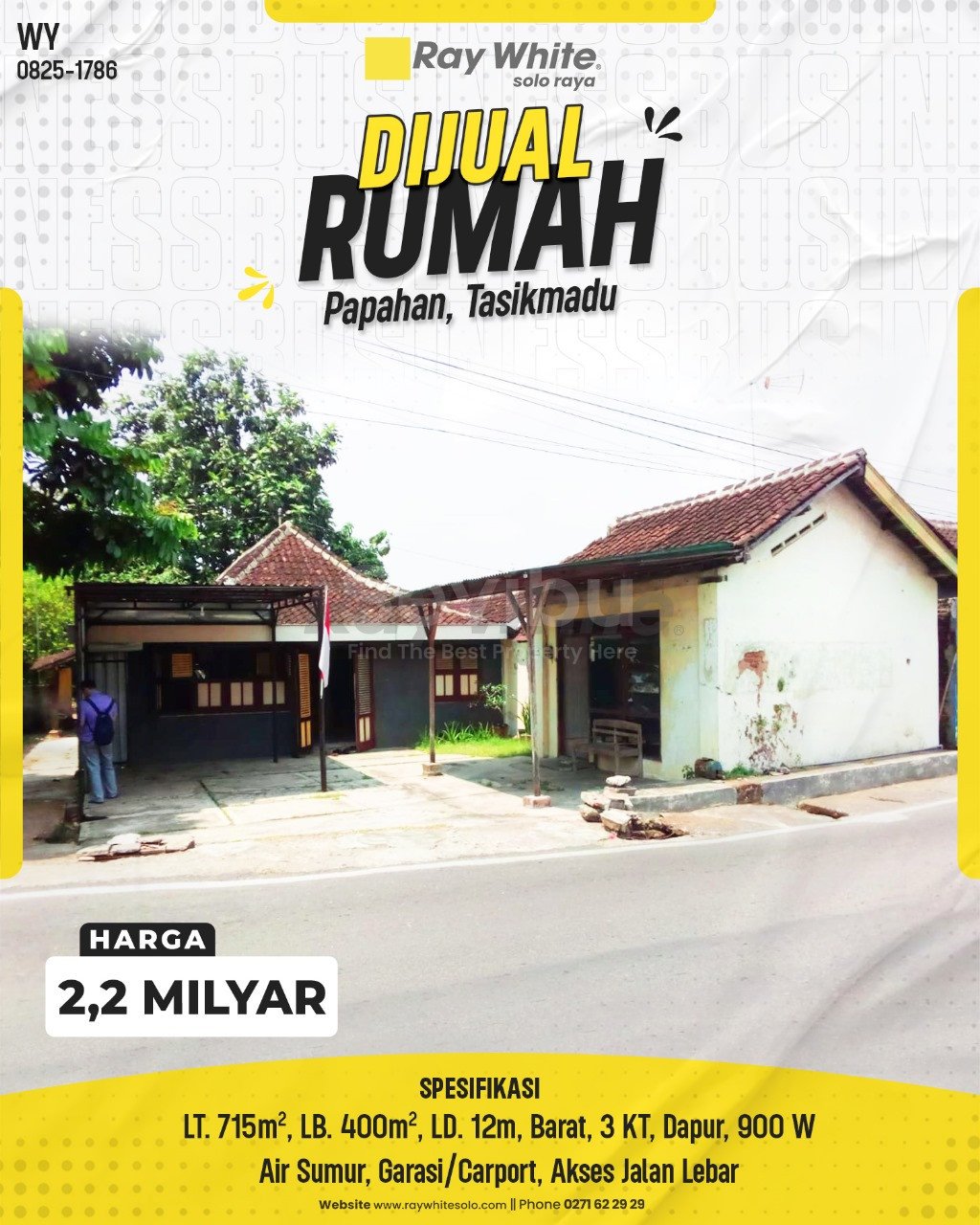 1786. Wahyu-Rumah Jual Papahan Tasikmadu Karanganyar. HRg 2,2 Milyar(pralisting)