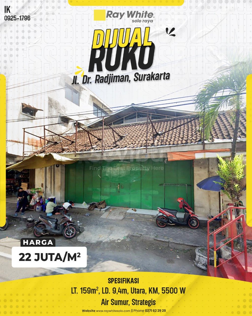 1796. Ika-Ruko Jual Jl. Dr. Radjiman Gajahan, Pasar Kliwon Surakarta. HRg 22 Juta per m2(pralisting)