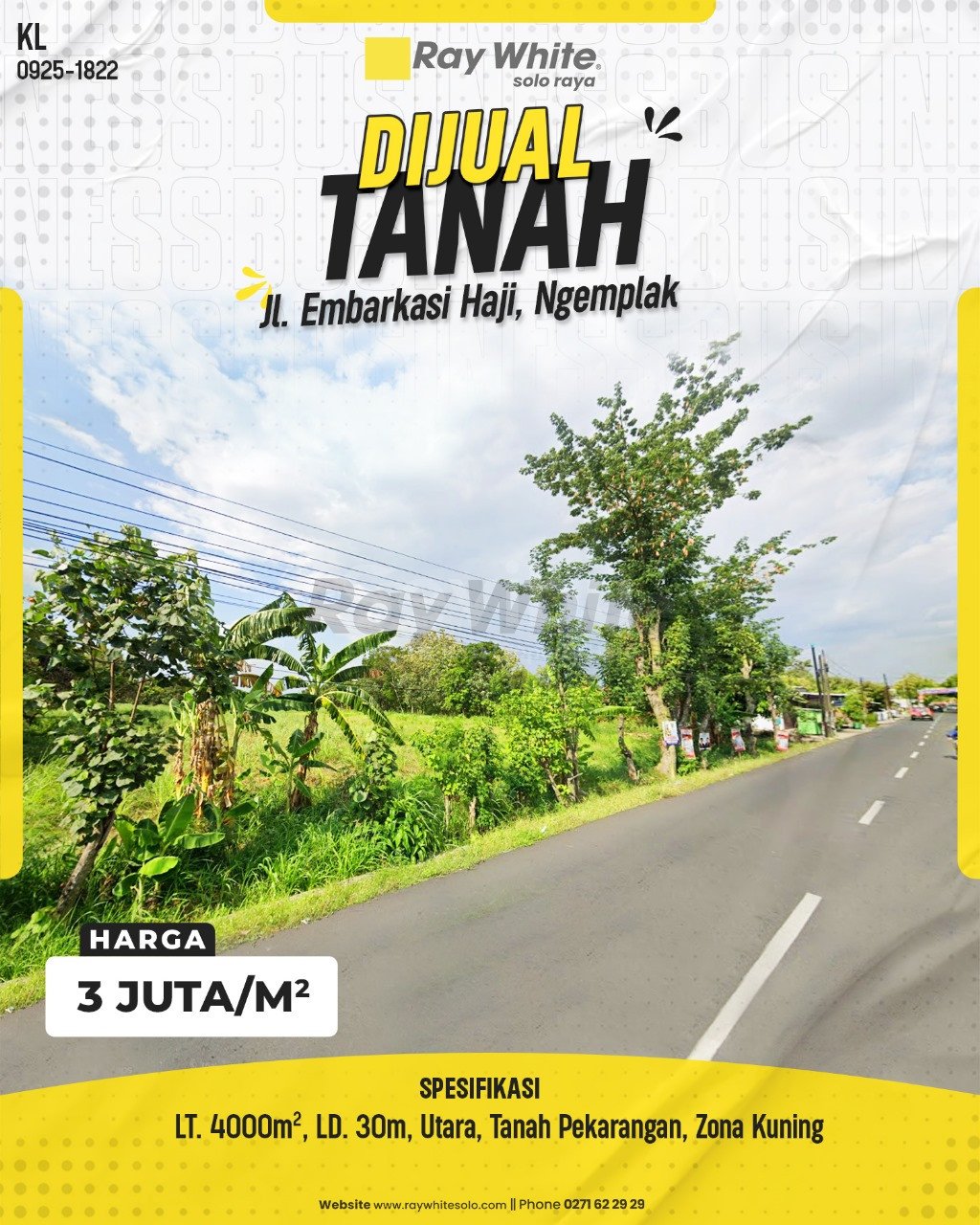 1822. Kurniadi-Tanah Jual Jl. Embarkasi Haji Gagaksipat Ngemplak Boyolali. HRg 3 Juta per m2(pralisting)