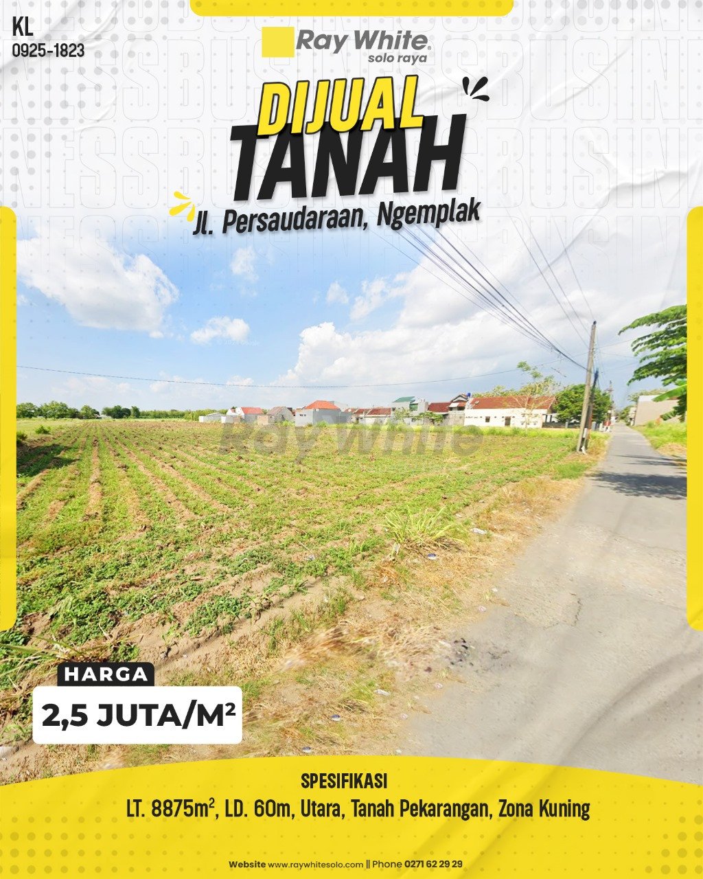 1823. Kurniadi-Tanah Jual Jl. Persaudaraan Gagaksipat Ngemplak Boyolali. HRg 2,5 Juta per m2(pralisting)